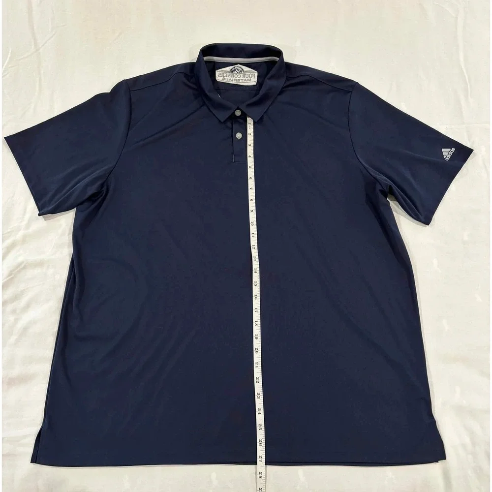 Adidas Mens Navy Blue Short Sleeve Performance Polo Shirt Four Corners Materials